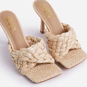 EGO Woven Mule Sandal Heels US Size 10 Euo Size 8